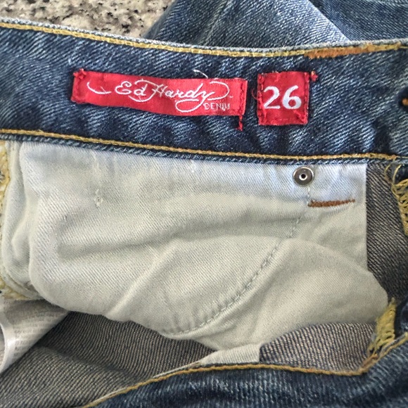 Vintage Ed Hardy Blue Jeans with Embroidery. Size 26 - Picture 4 of 7